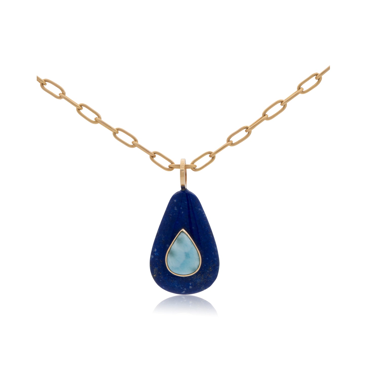 14K Lapis Lazuli and Larimar Pendant