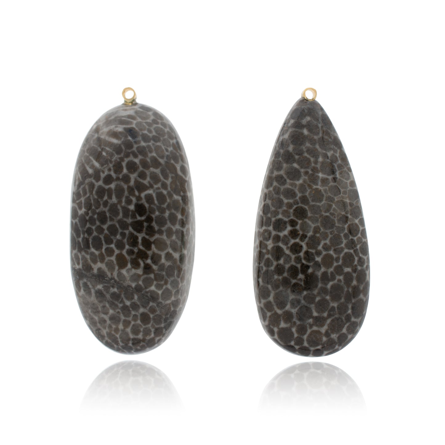 18K White Diamond Hook-and-Line Earrings with Fossilized Coral removable Add-On Flatlock Drop