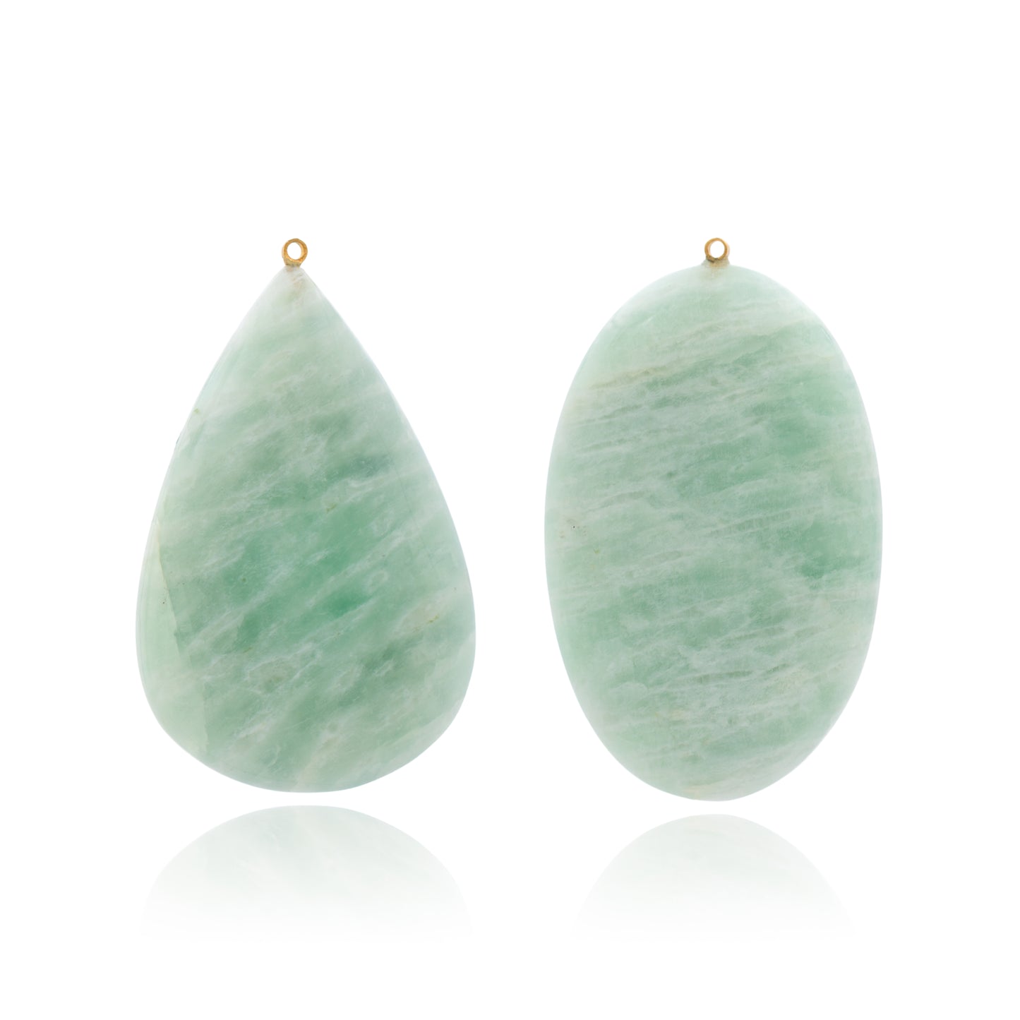 18K White Diamond Hook-and-Line Earrings with 18K Italian Mint Amazonite removable Add-On Flatlock Drop