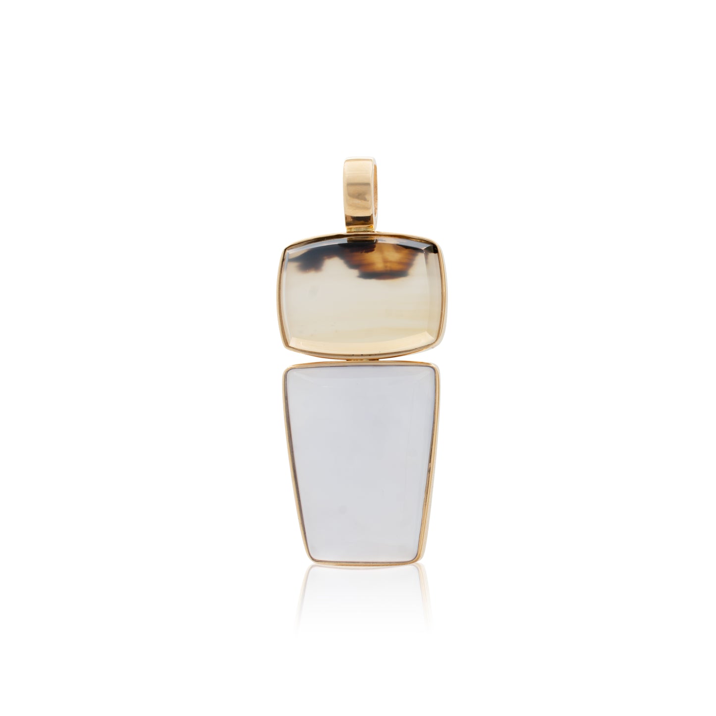 14K Heavy Montana Agate and Chalcedony Confection Pendant