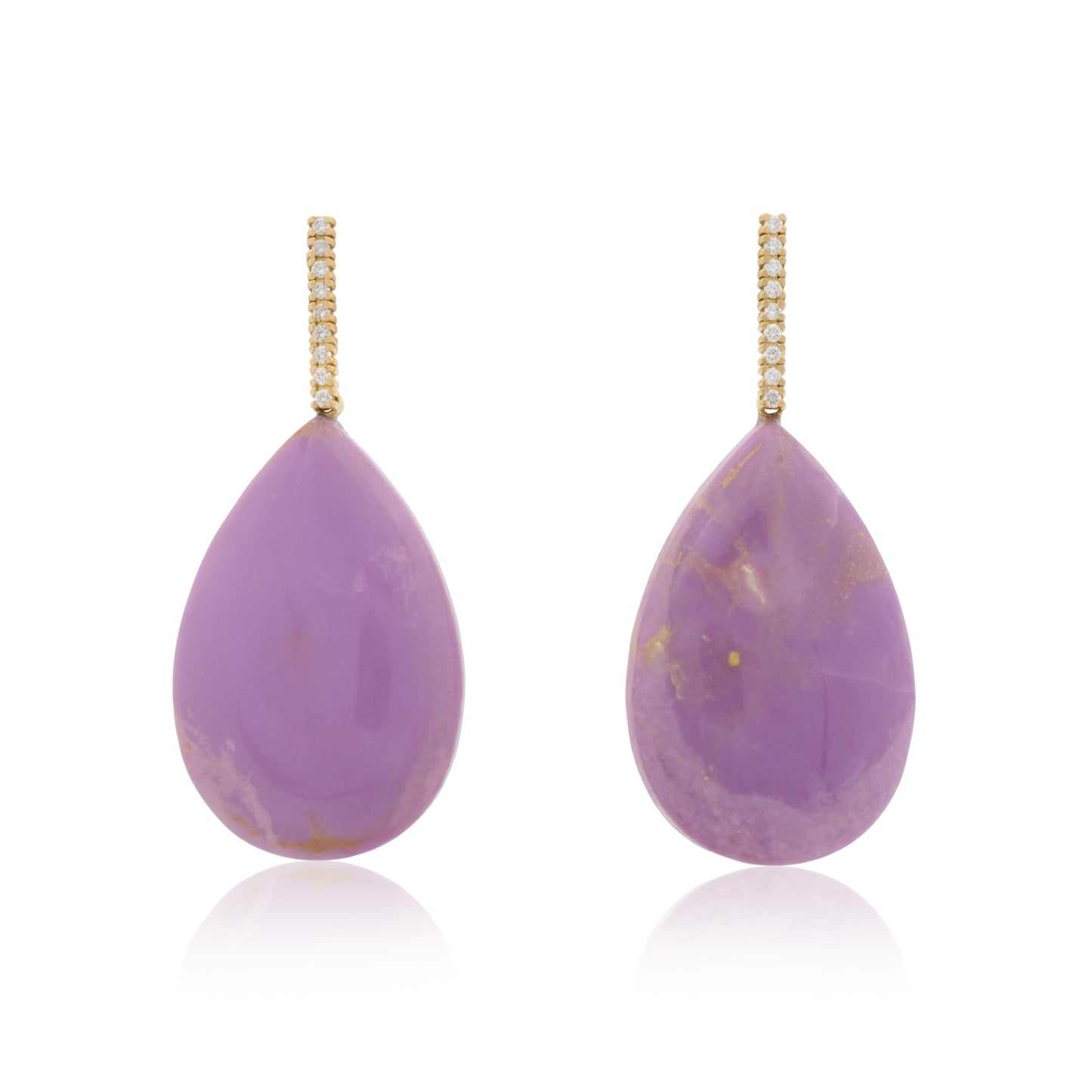 18K White Diamond Hook-and-Line Earrings with Phosphosiderite, Removable Add On Flatlock Drop