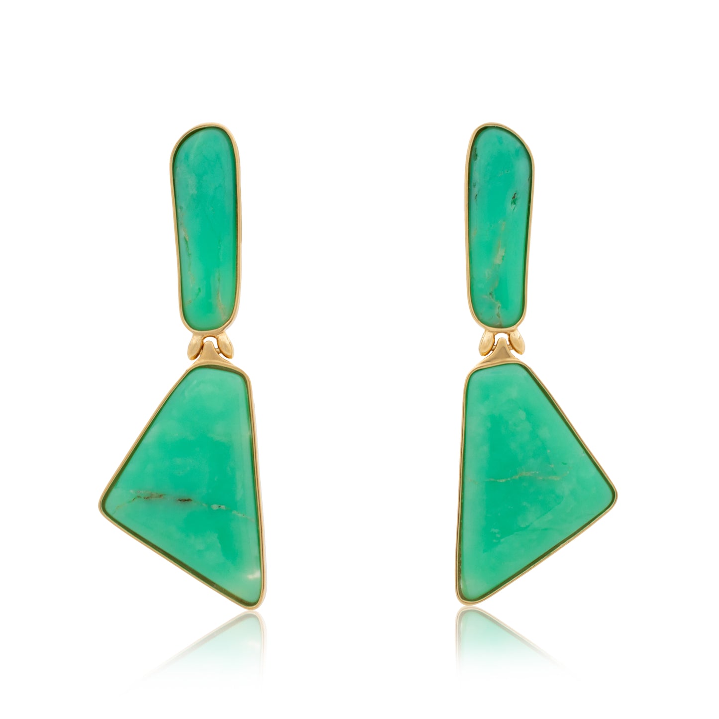 18K Chrysoprase Kite Statement Earrings