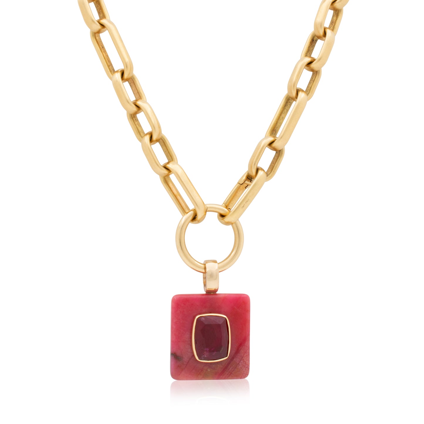14K Heavy Russian Rhodonite and Purple Tourmaline Pendant