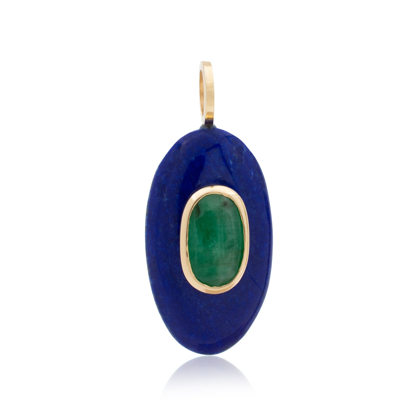 14K Afghan Lapis Lazuli and Zambian Emerald Pendant