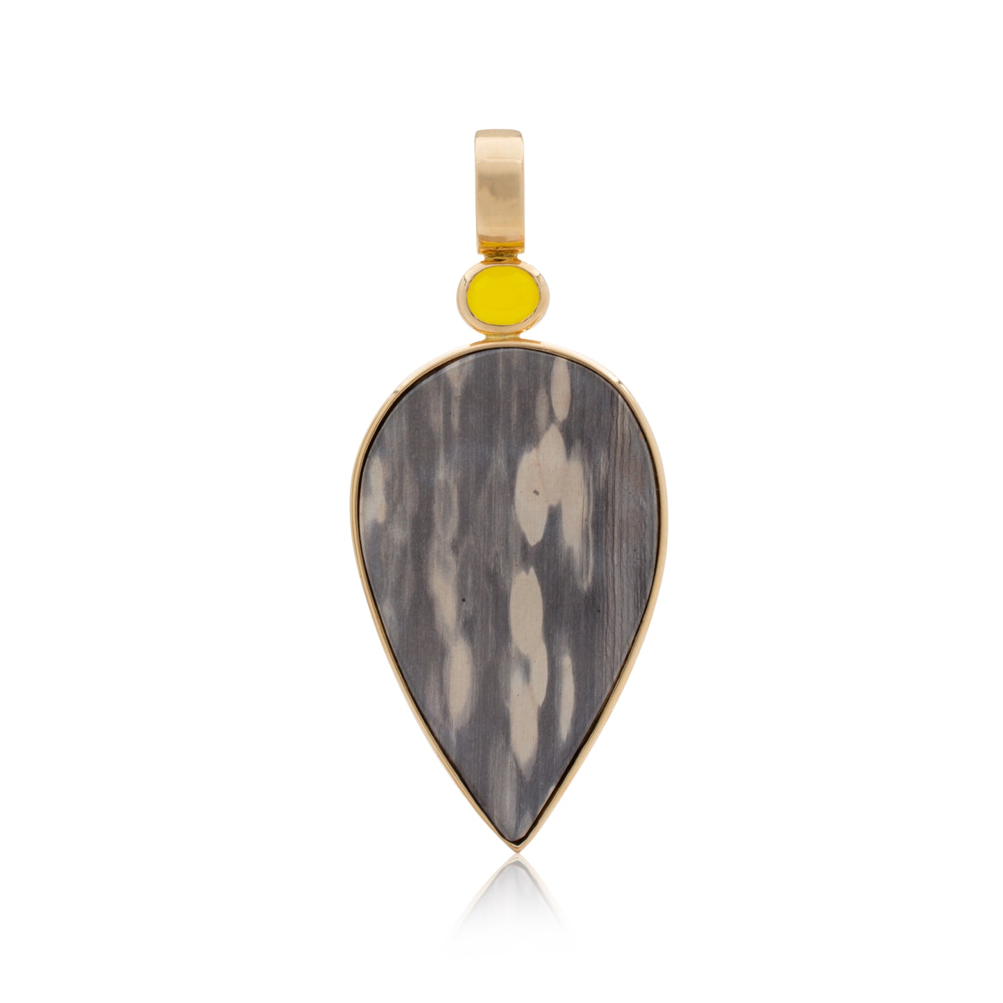 14K Heavy Sardinian Smithsonite and Australian Zebra Wood Pendant