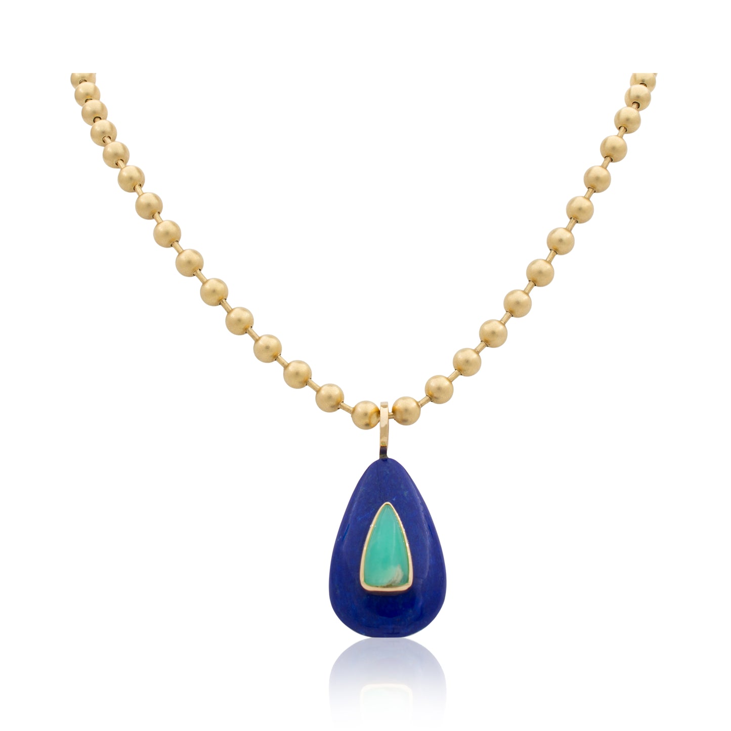 14K Afghan Lapis Lazuli and Australian Chrysoprase Pendant