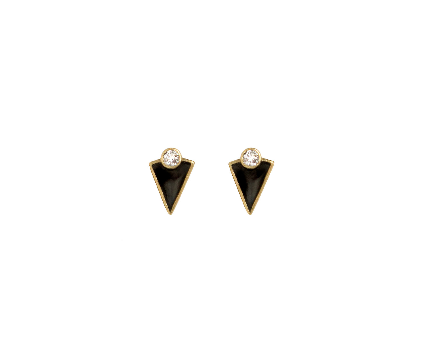 18K Fossilized Shark Tooth Bezel-Set with White Diamond Stud