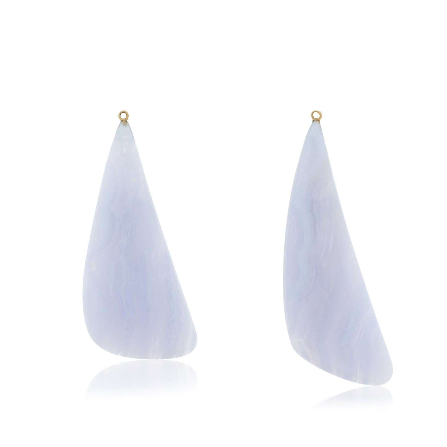 18K White Diamond Hook-and-Line Earrings with Blue Lace Agate, Removable Add On Flatlock Drop