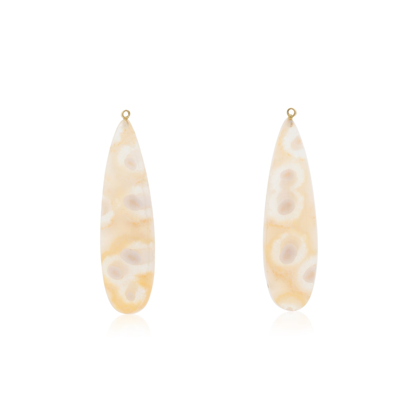 18K White Diamond Hook-and-Line Earrings with Petrified Indonesian Wormwood, Removable Add On Flatlock Drop