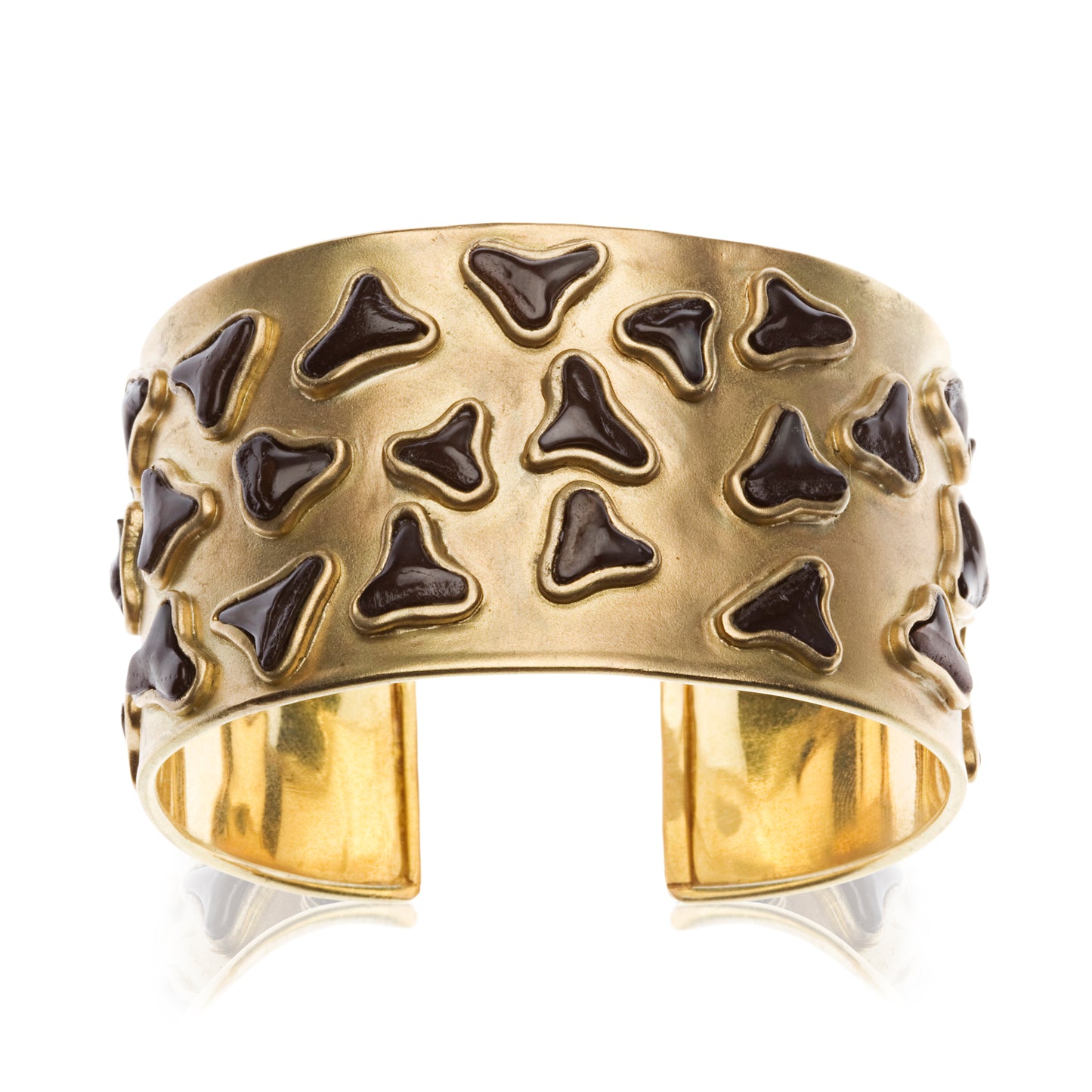 18K Fossilized Shark Tooth Bezel Set Scatter Cuff