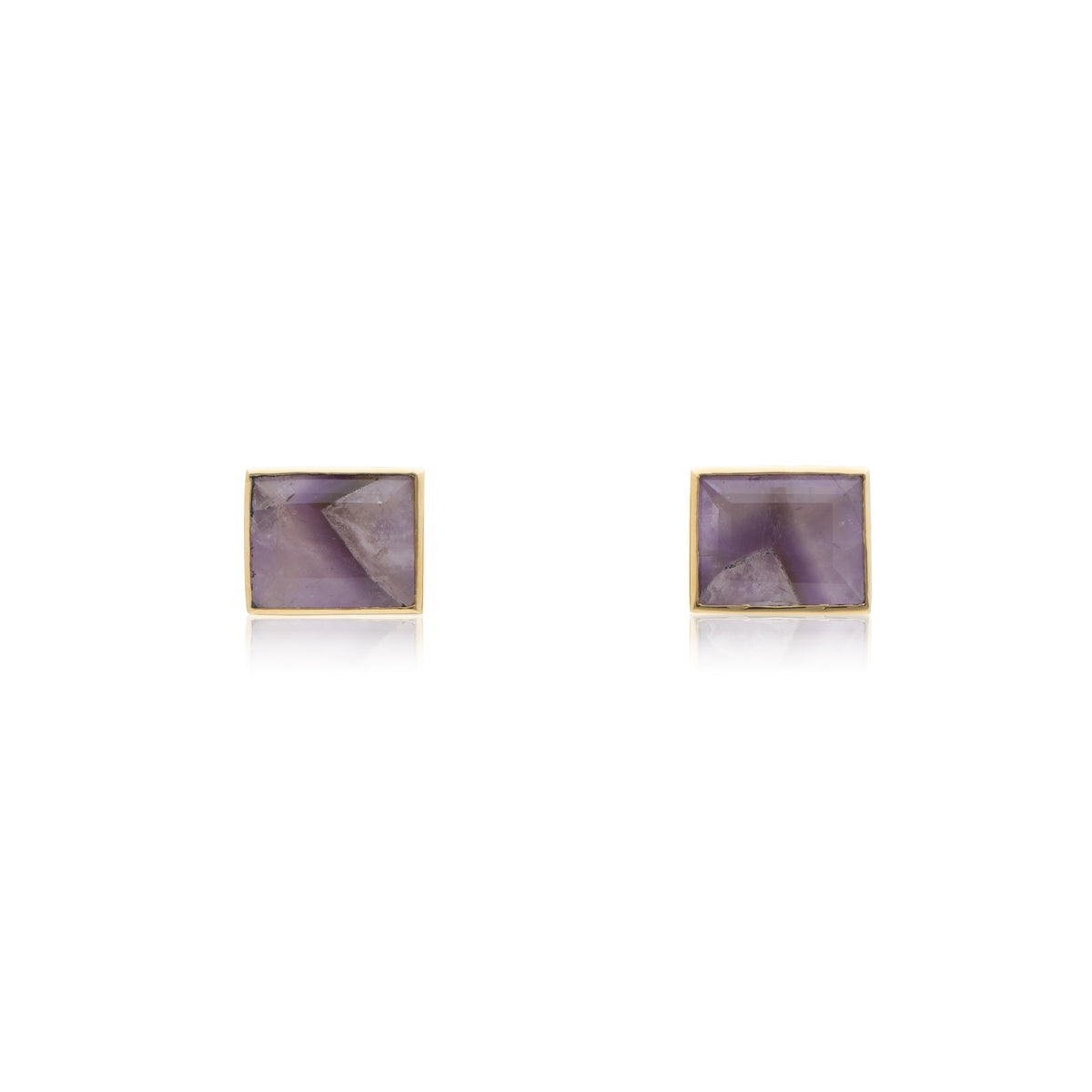 18K Brazilian Twinned Amethyst Solo Stud Earrings