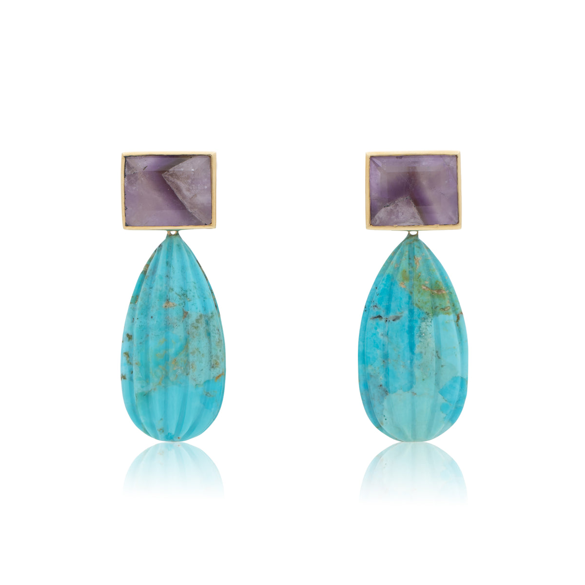 18K Brazilian Twinned Amethyst Solo Stud Earrings