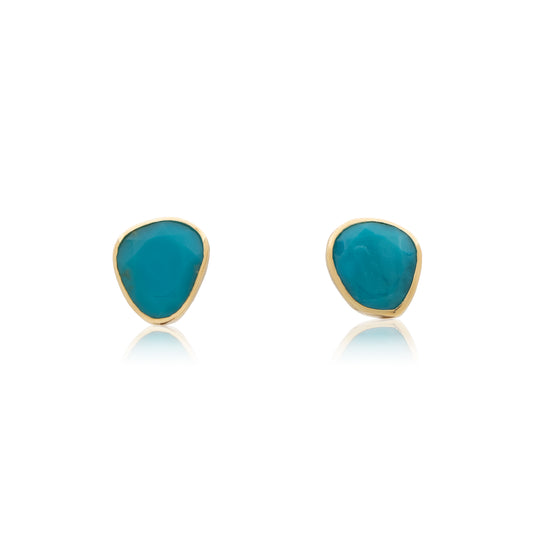 18K Polki-Cut Arizona Turquoise Solo Stud Earrings