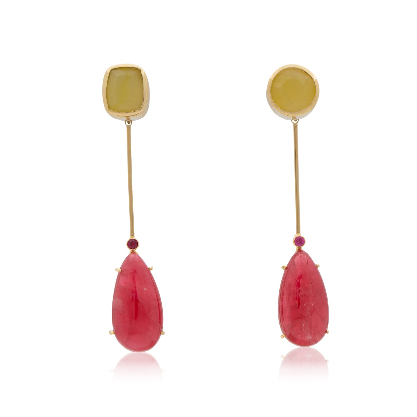 18K Tanzanian Yellow Opal Solo Stud Earrings