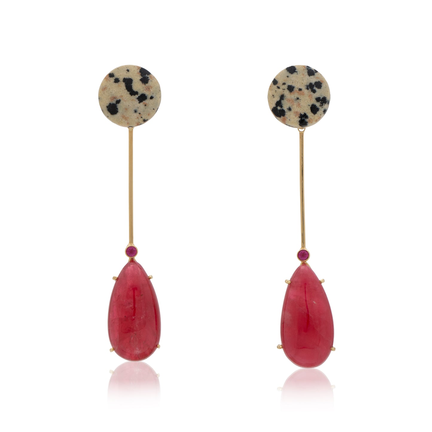 18K Floating Ruby and Brazilian Rhodonite, Removable Add-On Drop