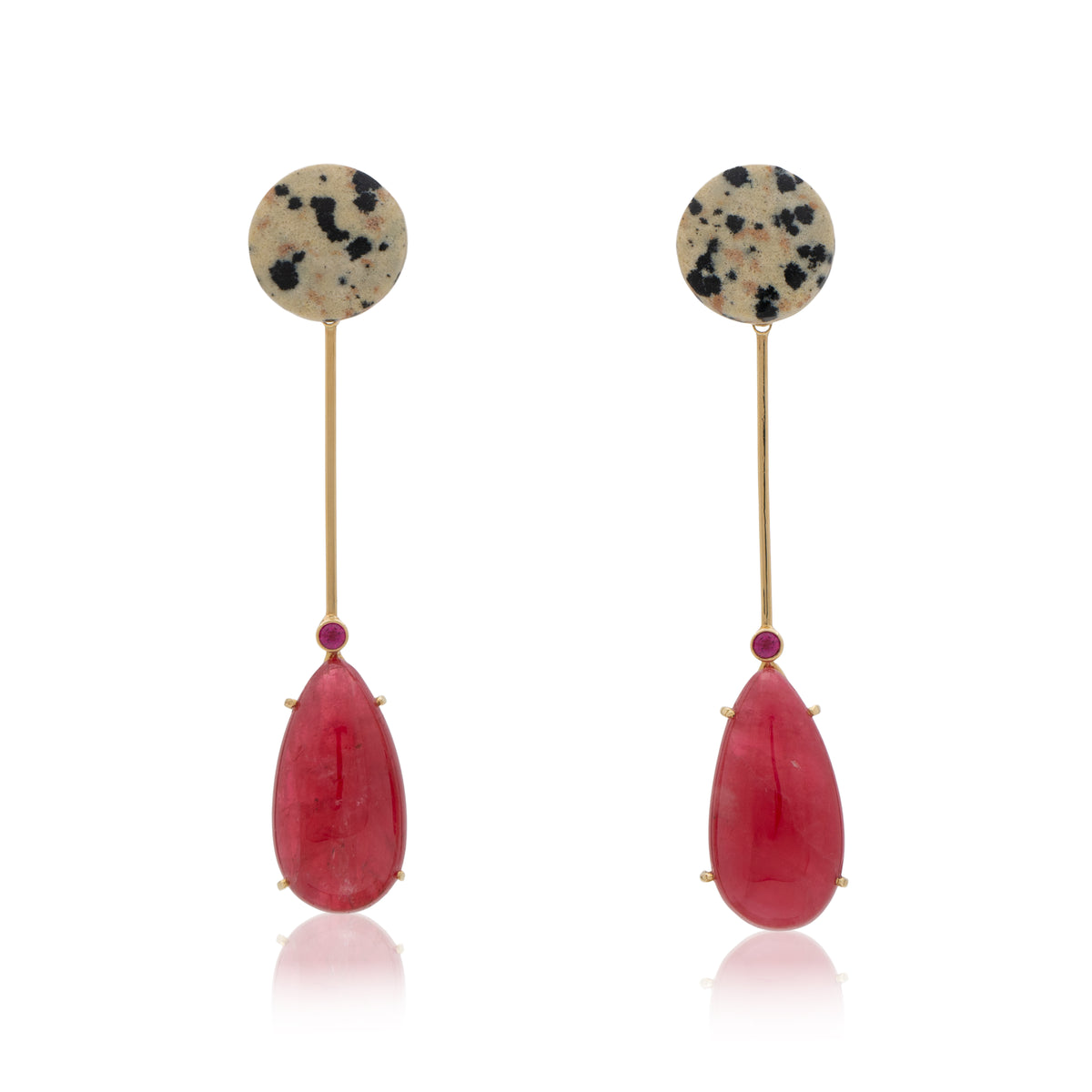 18K Round Dolomite Solo Stud Earrings