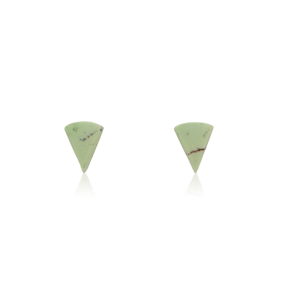 18K Triangle Australian Lemon Chrysoprase Solo Stud Earrings