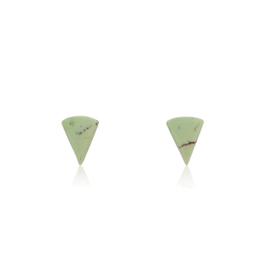 18K Triangle Australian Lemon Chrysoprase Solo Stud Earrings