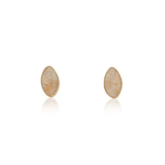 18K Indonesian Fossilized Coral Solo Stud Earrings