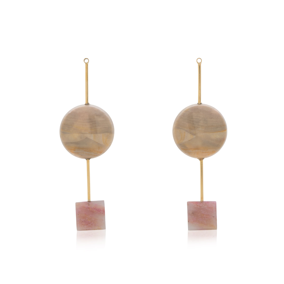 18K Floating Royal Savannah Jasper and Italian Rhodochrosite with Spessartite, Removable Add-On Drop