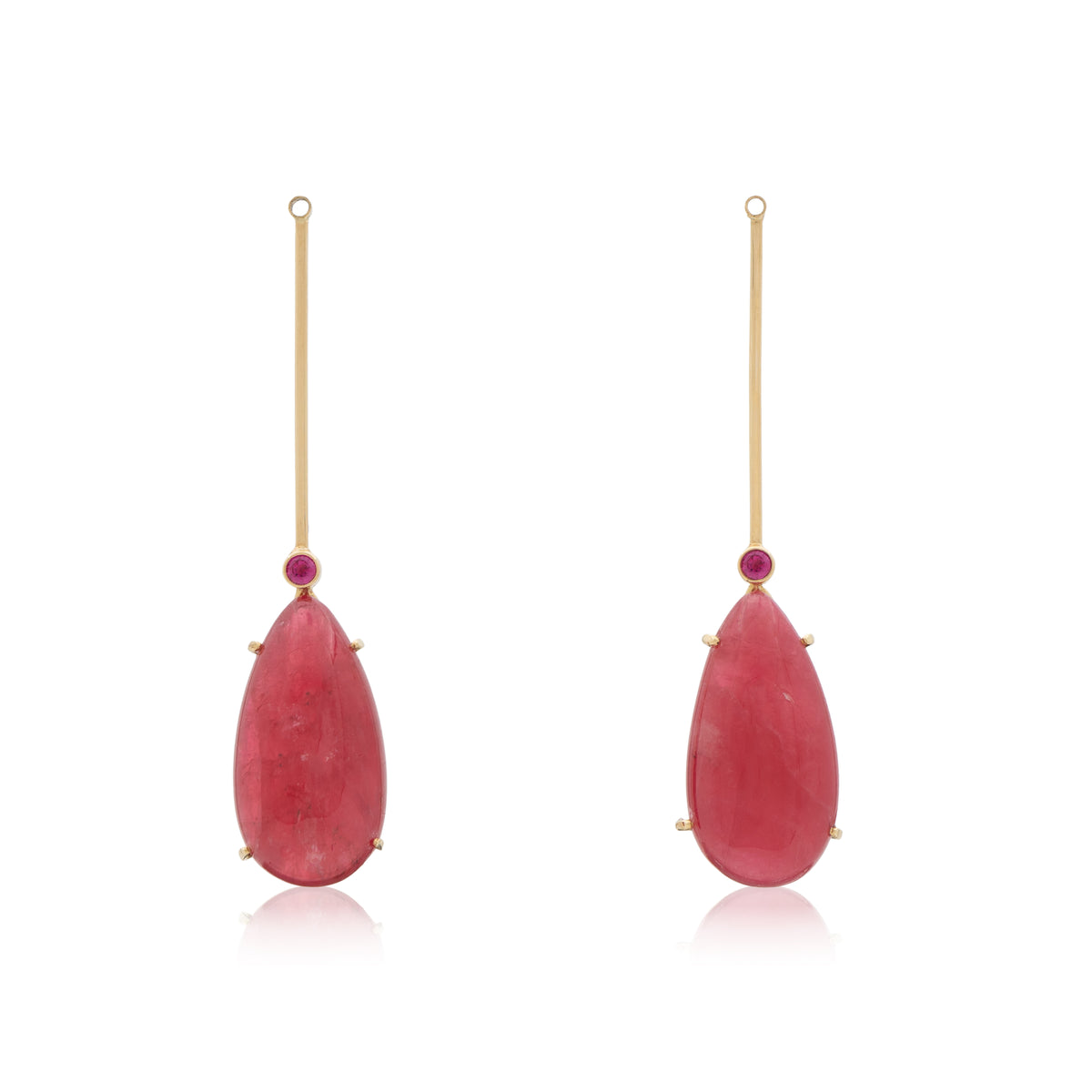 18K Floating Ruby and Brazilian Rhodonite, Removable Add-On Drop