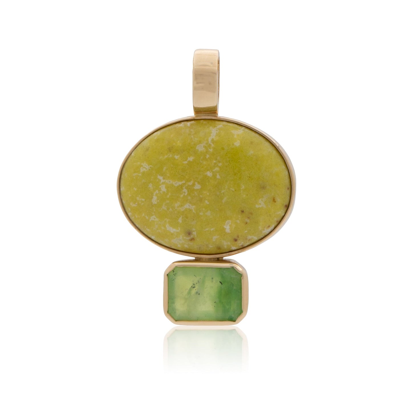 14K Heavy Green Opal and Faceted Brazilian Green Opal Pendant