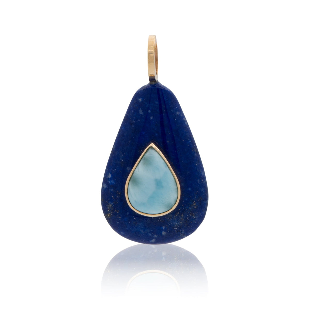14K Lapis Lazuli and Larimar Pendant
