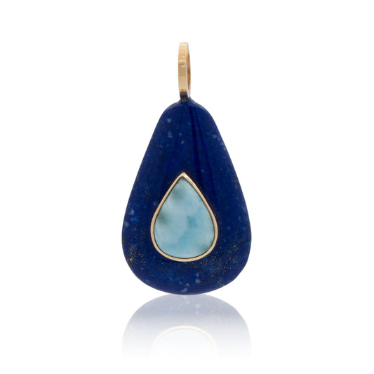 14K Lapis Lazuli and Larimar Pendant