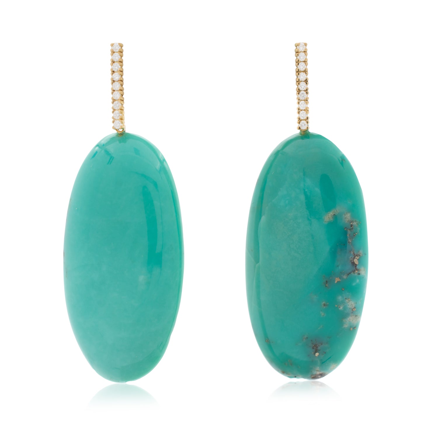 18K White Diamond Hook-and-Line Earrings with Campitos Turquoise removable Add-On Flatlock Drop