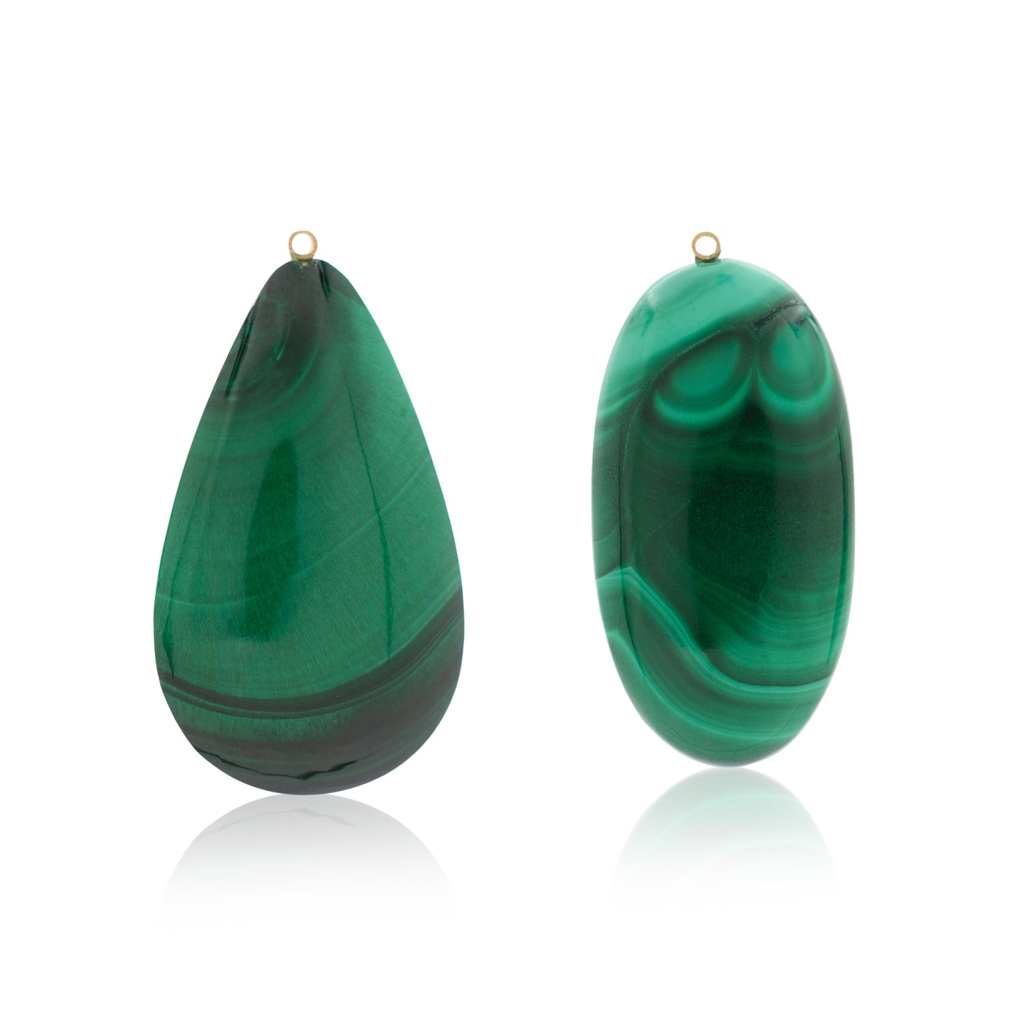 18K White Diamond Hook-and-Line Earrings with 18K Malachite removable Add-On Flatlock Drop