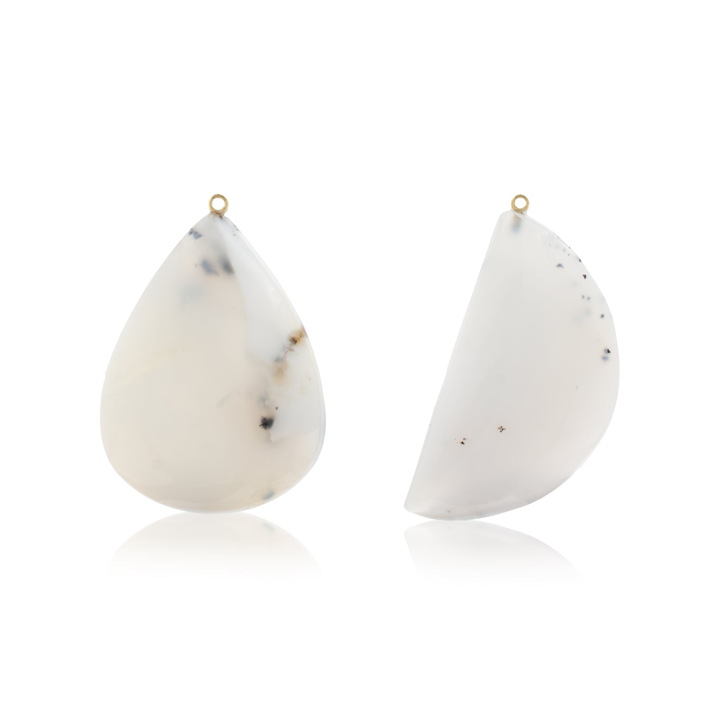 18K White Diamond Hook-and-Line Earrings with Dendritic Agate, Removable Add On Flatlock Drop