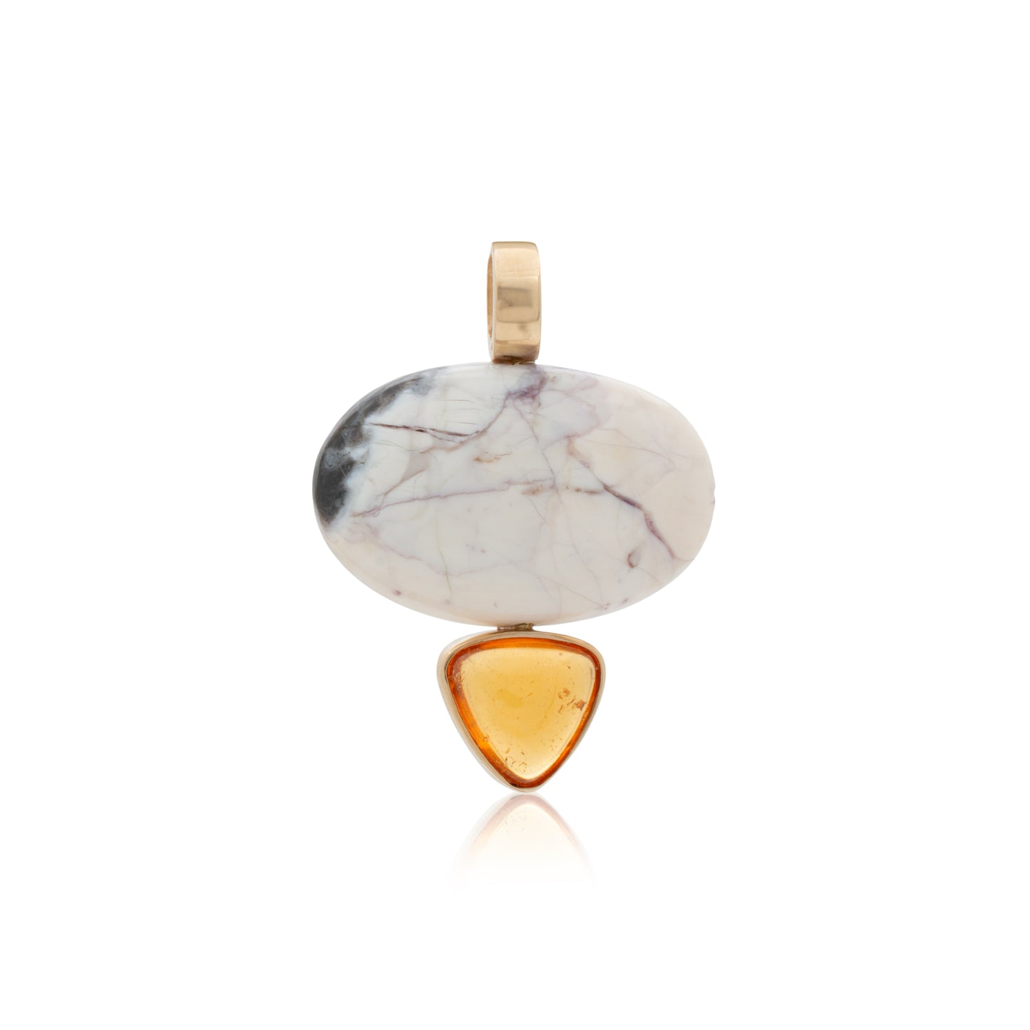 14K Heavy Tiffany Stone and Spessartine Garnet Pendant