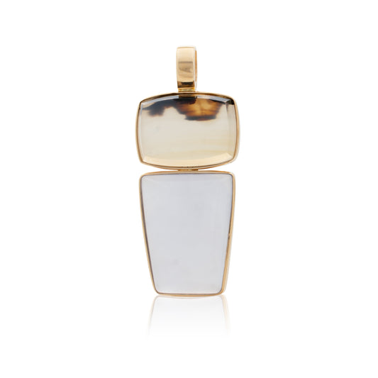14K Heavy Montana Agate and Chalcedony Confection Pendant