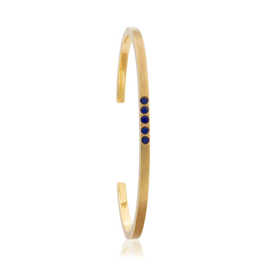 18K (7) Lapis Lazuli Graphic Stack Cuff- XS