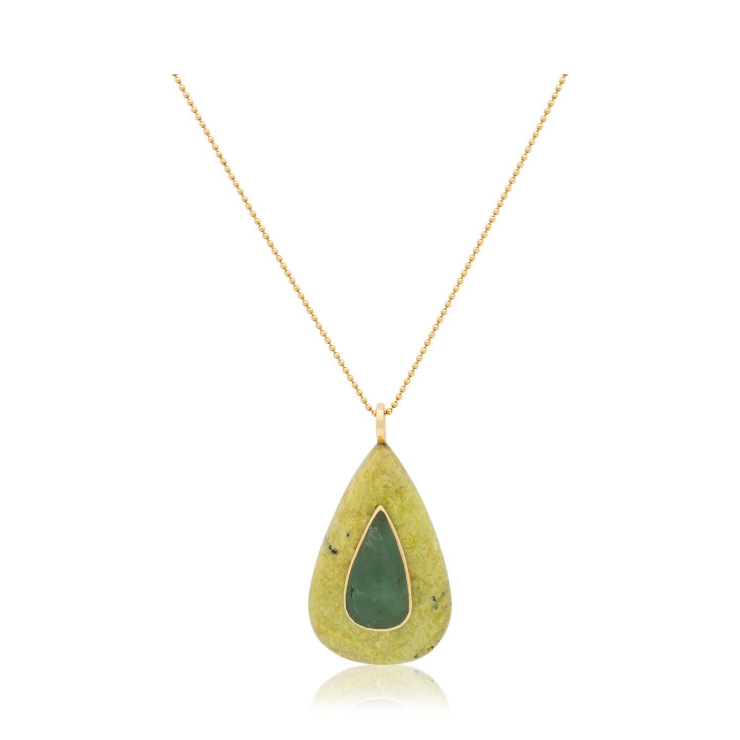 18K Green Opal and Tourmaline Pendant