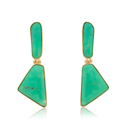18K Chrysoprase Kite Statement Earrings