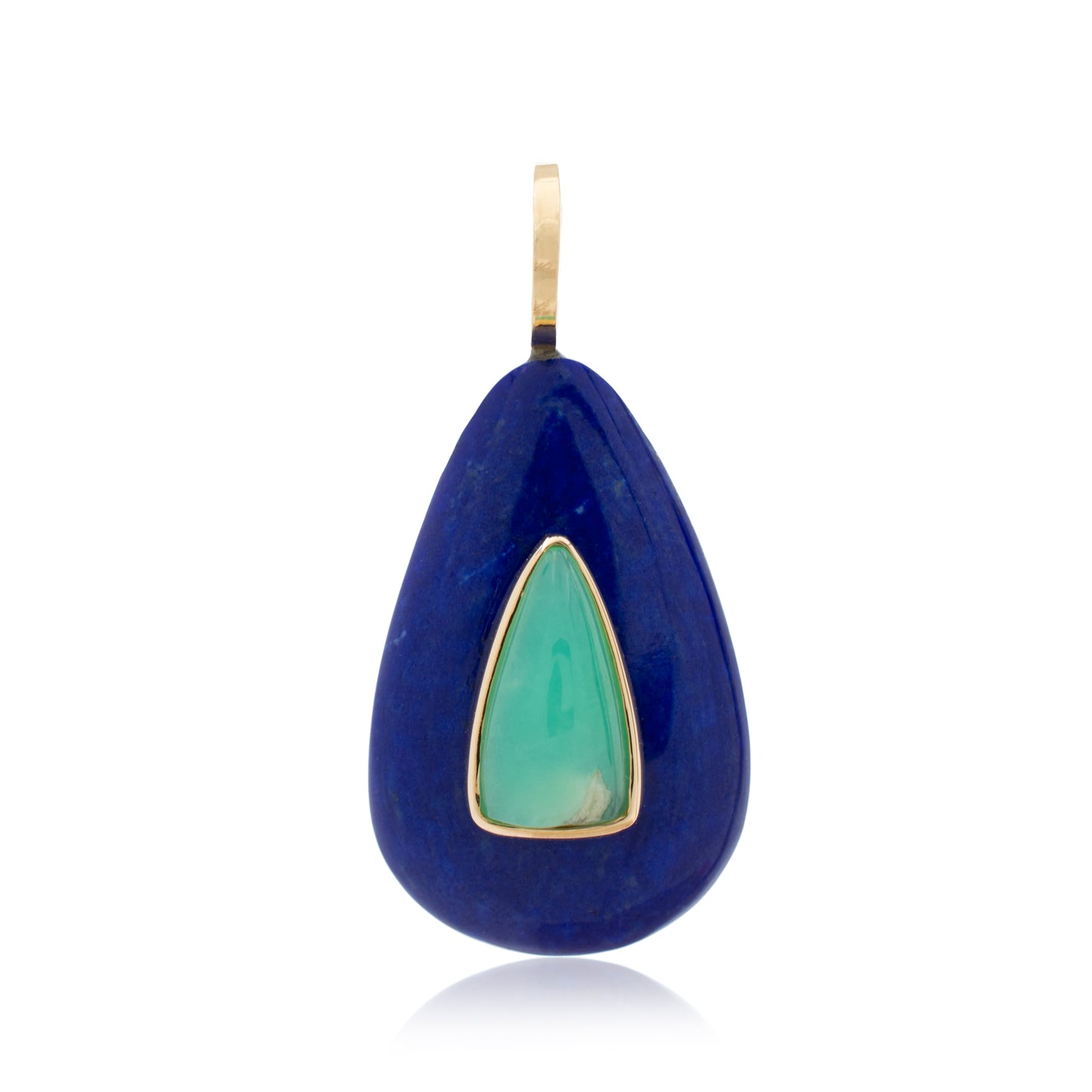 14K Afghan Lapis Lazuli and Australian Chrysoprase Pendant