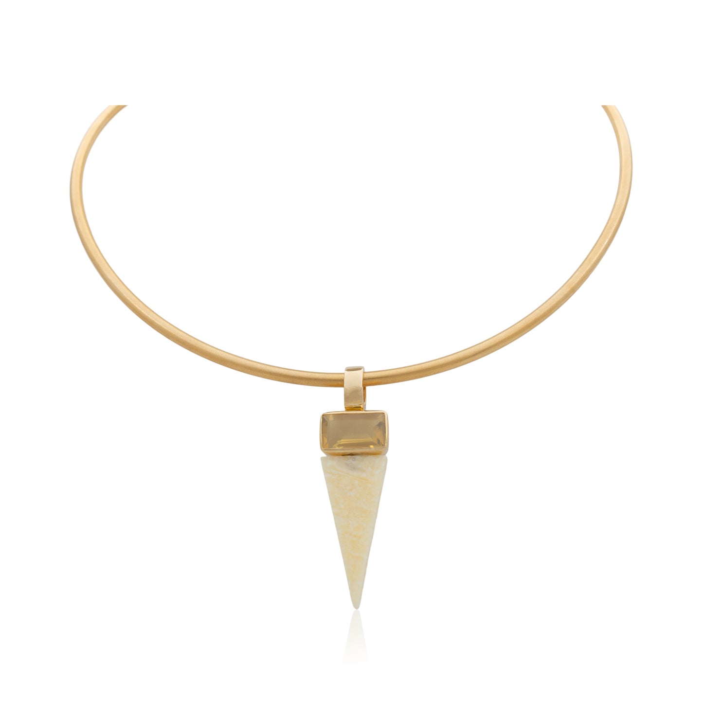 14K Heavy Australian Golden Prehnite and Fossilized Walrus Ivory Confection Pendant