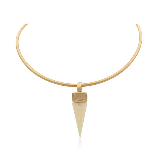 14K Heavy Australian Golden Prehnite and Fossilized Walrus Ivory Confection Pendant