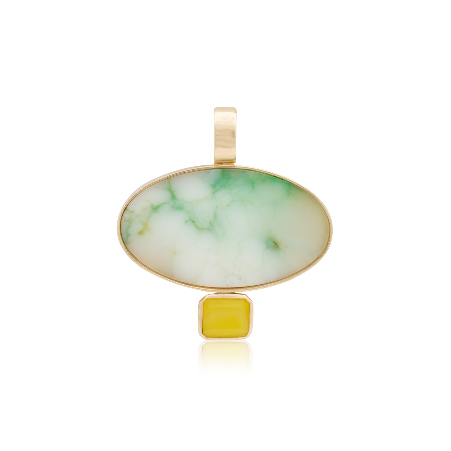 14K Heavy Chrysoprase and Sardinian Smithsonite Confection Pendant