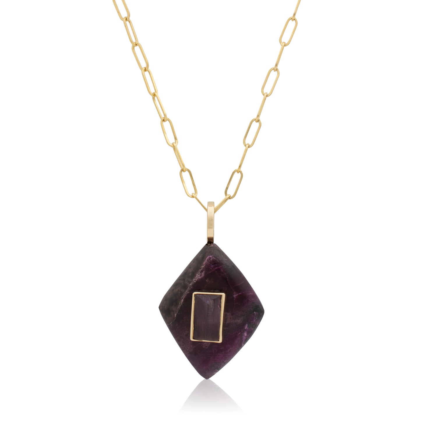 14K Bertrandite and Tourmaline Pendant