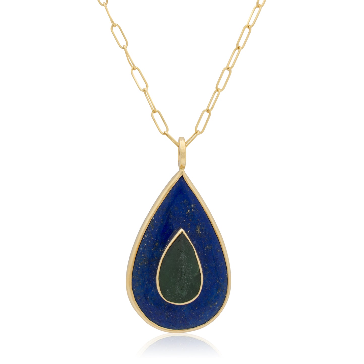 18K Lapis Lazuli with Tourmaline Pendant