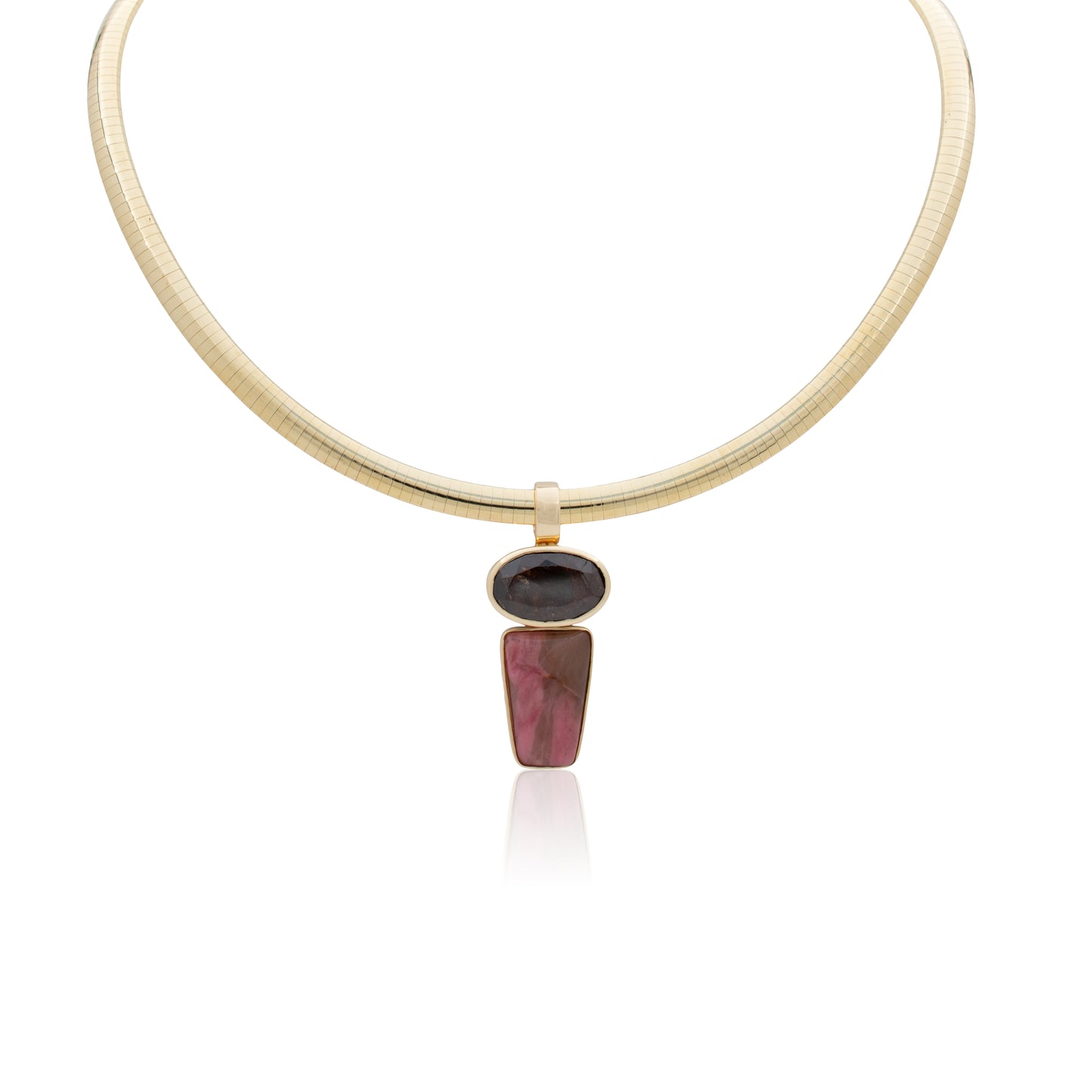 14K Heavy Australian Zircon and Brazilian Rhodonite Confection Pendant