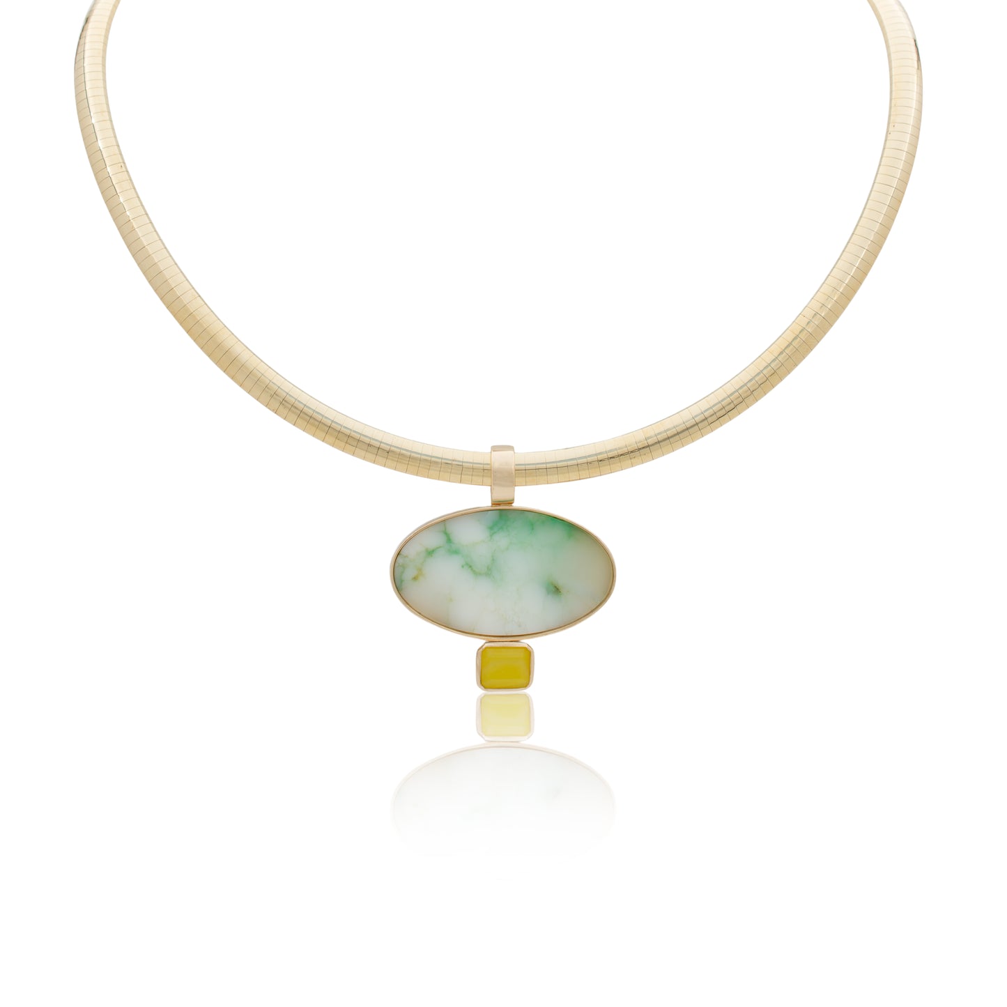 14K Heavy Chrysoprase and Sardinian Smithsonite Confection Pendant