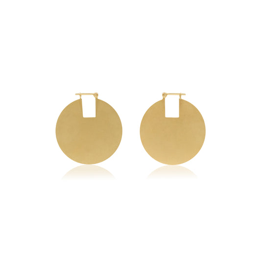 18K Circle Minus Square Earrings