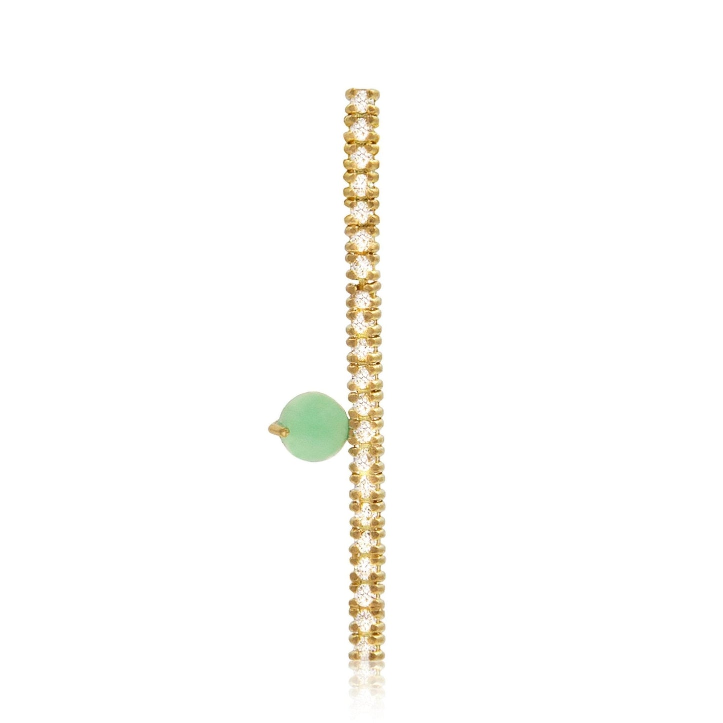 18K White Diamond and Chrysoprase Ascending Geometry Earring