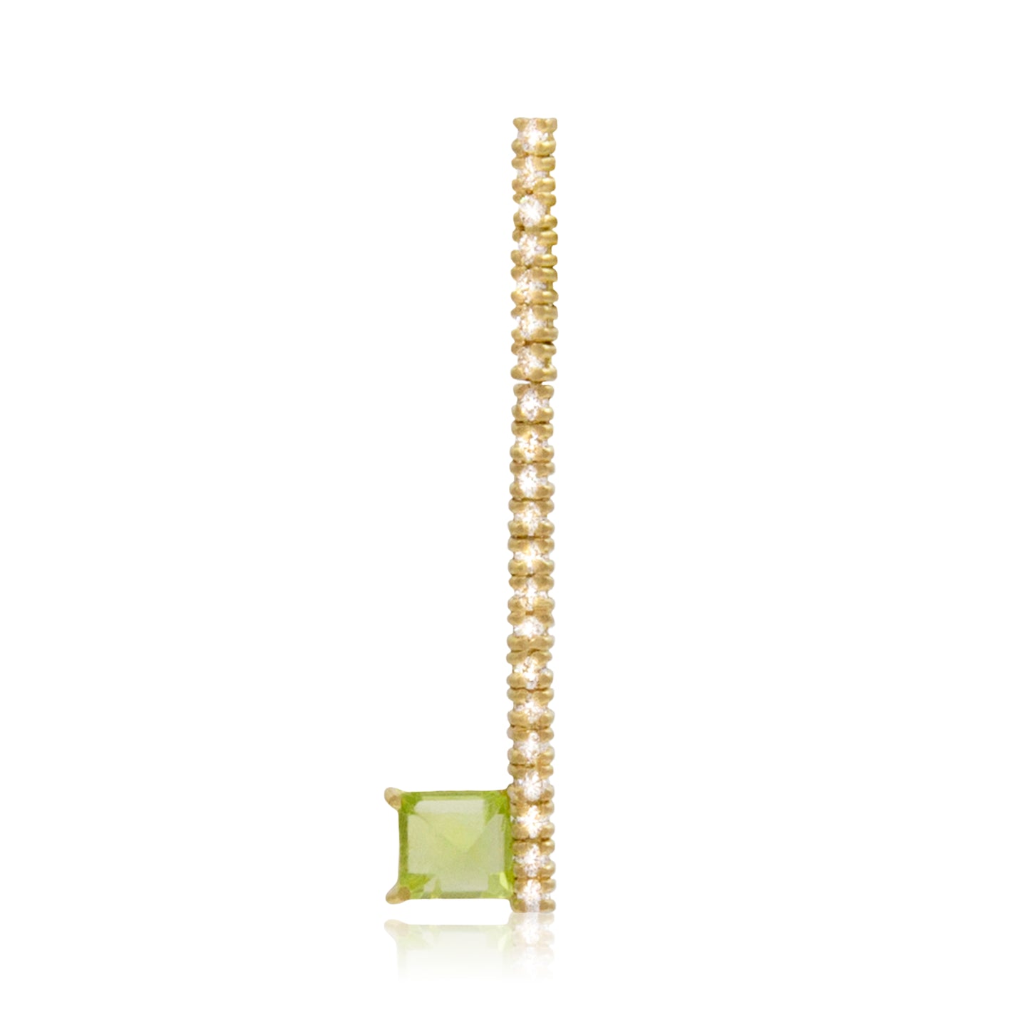 18K White Diamond and Peridot Ascending Geometry Earring