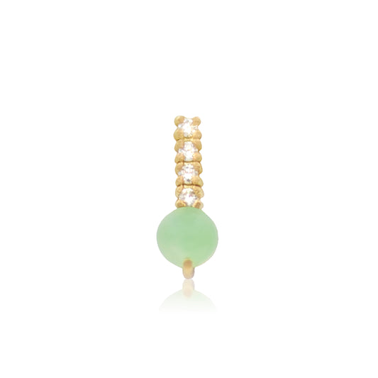 18K Single Chrysoprase and White Diamond Short Ascending Earrings