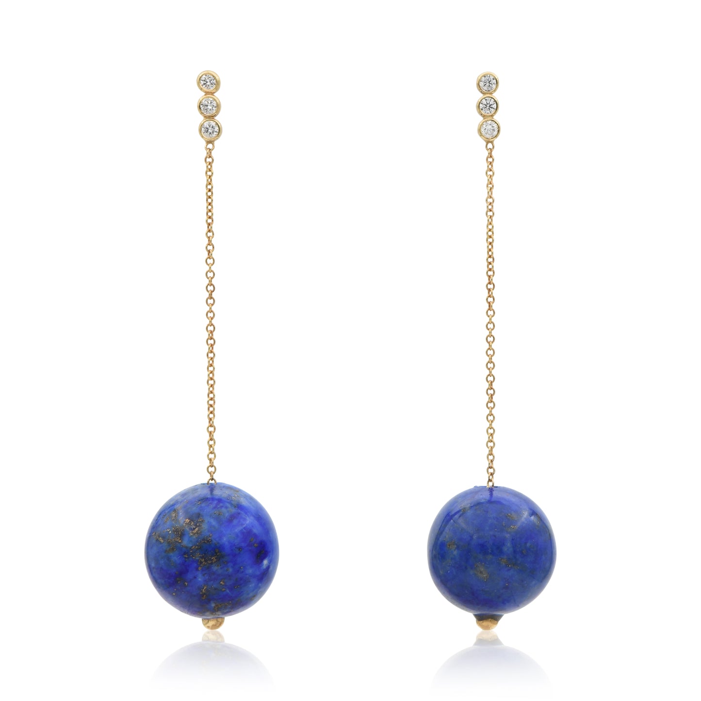 18K White Diamond and Lapis Lazuli Ball&Chain Earrings