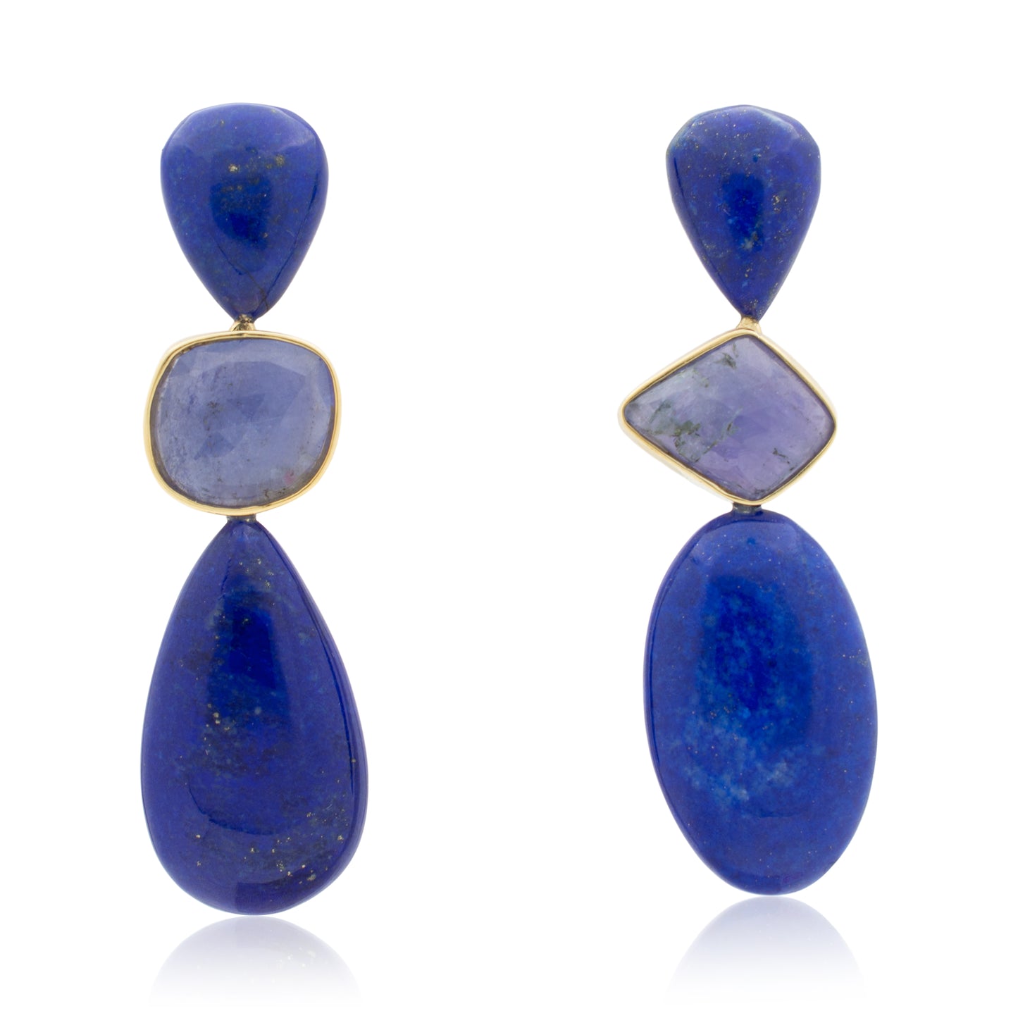 18K Lapis Lazuli and Tanzanite Statement Earrings